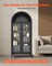 Black Tall MDF Display Cabinet with Adjustable Storage Shelves and Glass Doors for Living Room